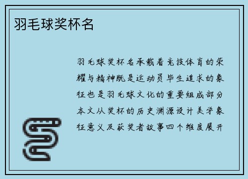 羽毛球奖杯名